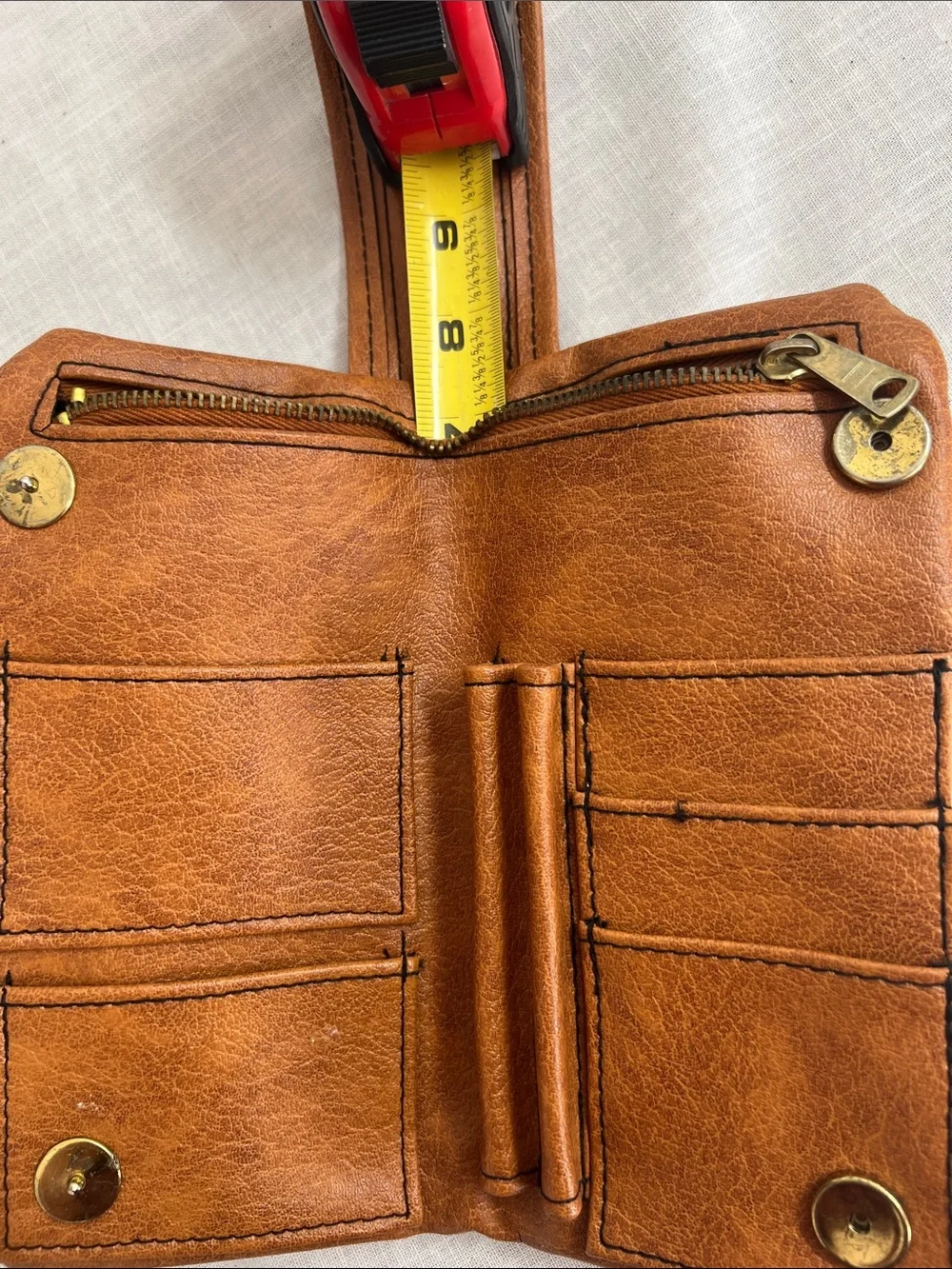 🌞 Classic Vintage 60s 70s Brown wallet billfold Front Pocket snaps closed strap